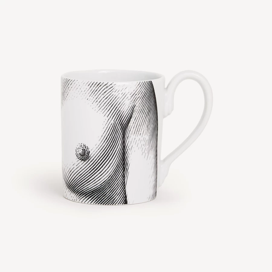 Fornasetti White and Black Seno Mug - Decorative Ceramic Coffee Cup