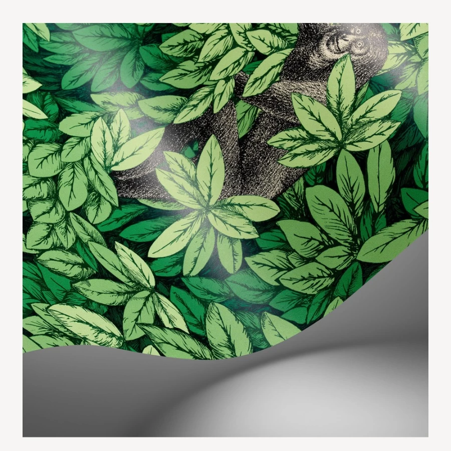 Fornasetti Forest Green Wallpaper - Foglie E Scimmie Design for Elegant Interiors