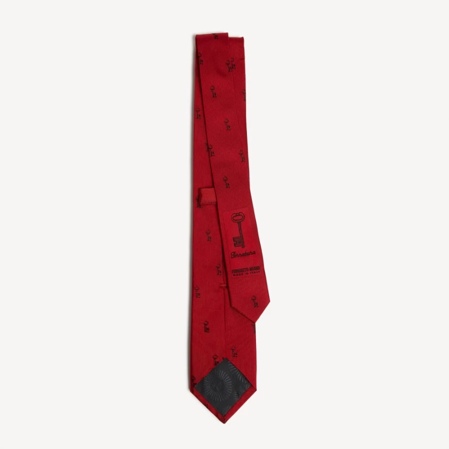 Fornasetti Red Tie Serratura Luxury Designer Silk Tie