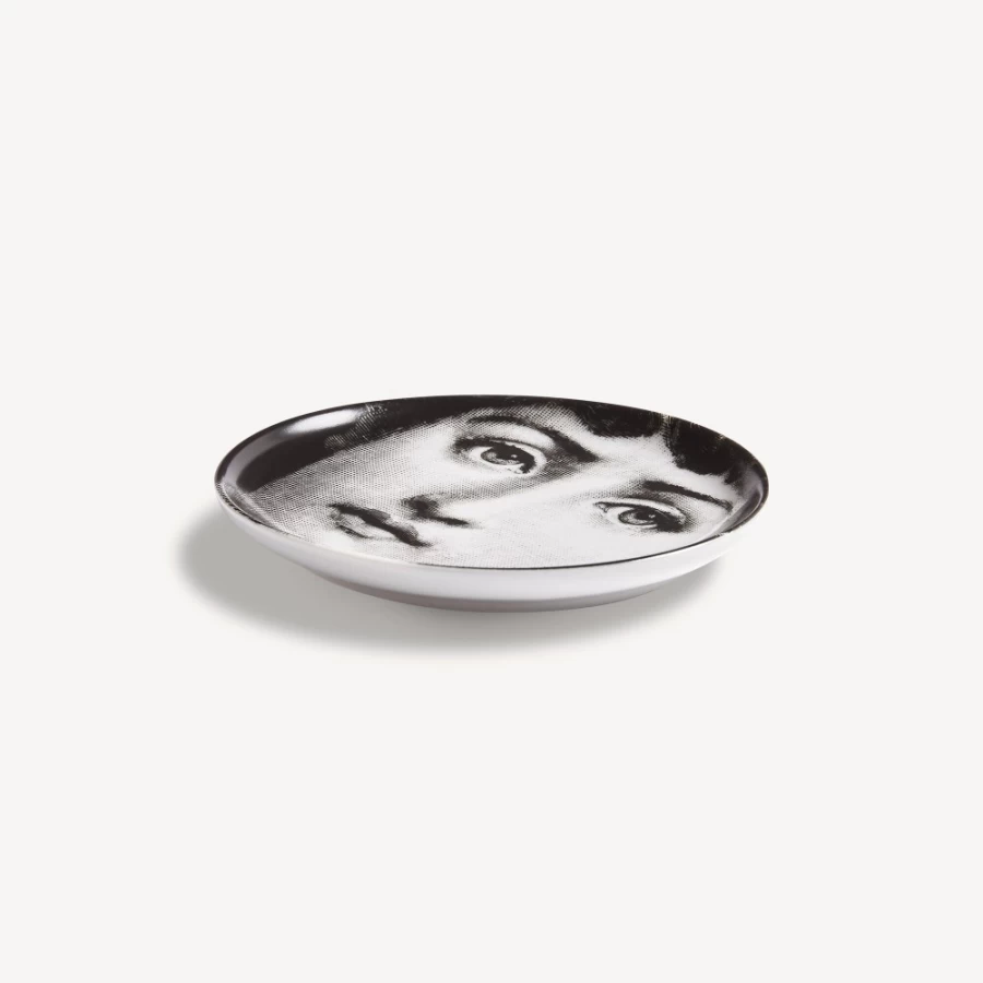 Fornasetti Coaster Tema E Variazioni N.1 - White and Black Ceramic Decorative Tray