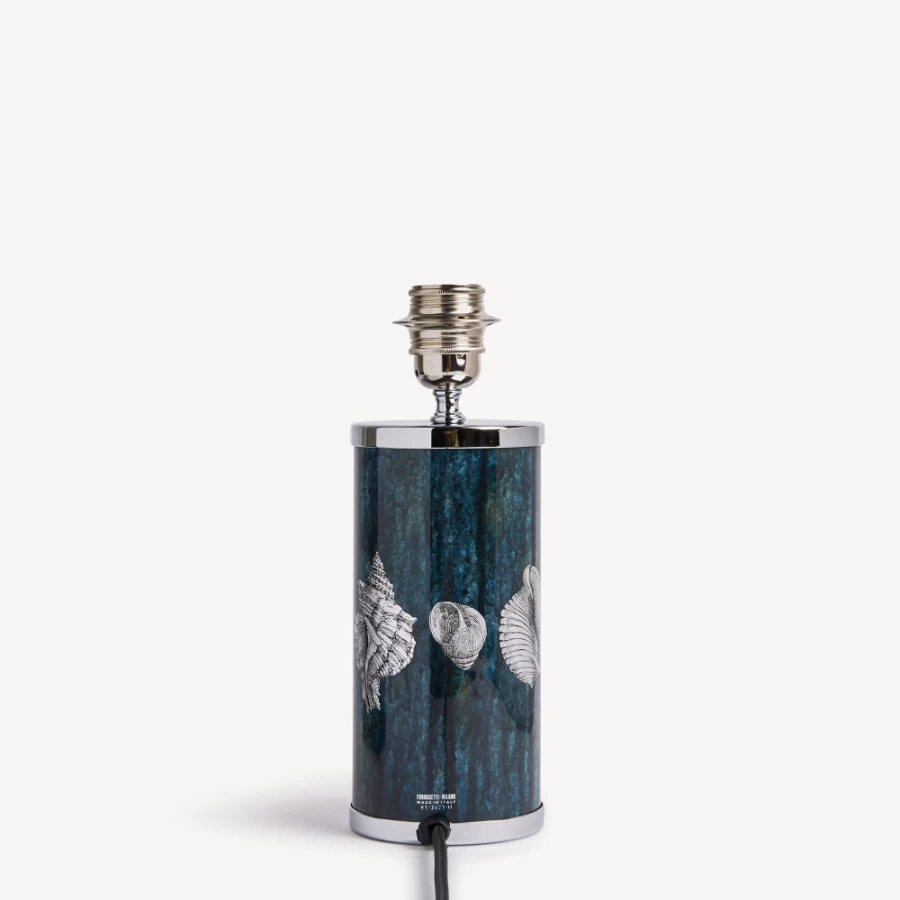 Fornasetti Silver and Blue Giro Di Conchiglie Small Lamp - Decorative Shell Design Table Light