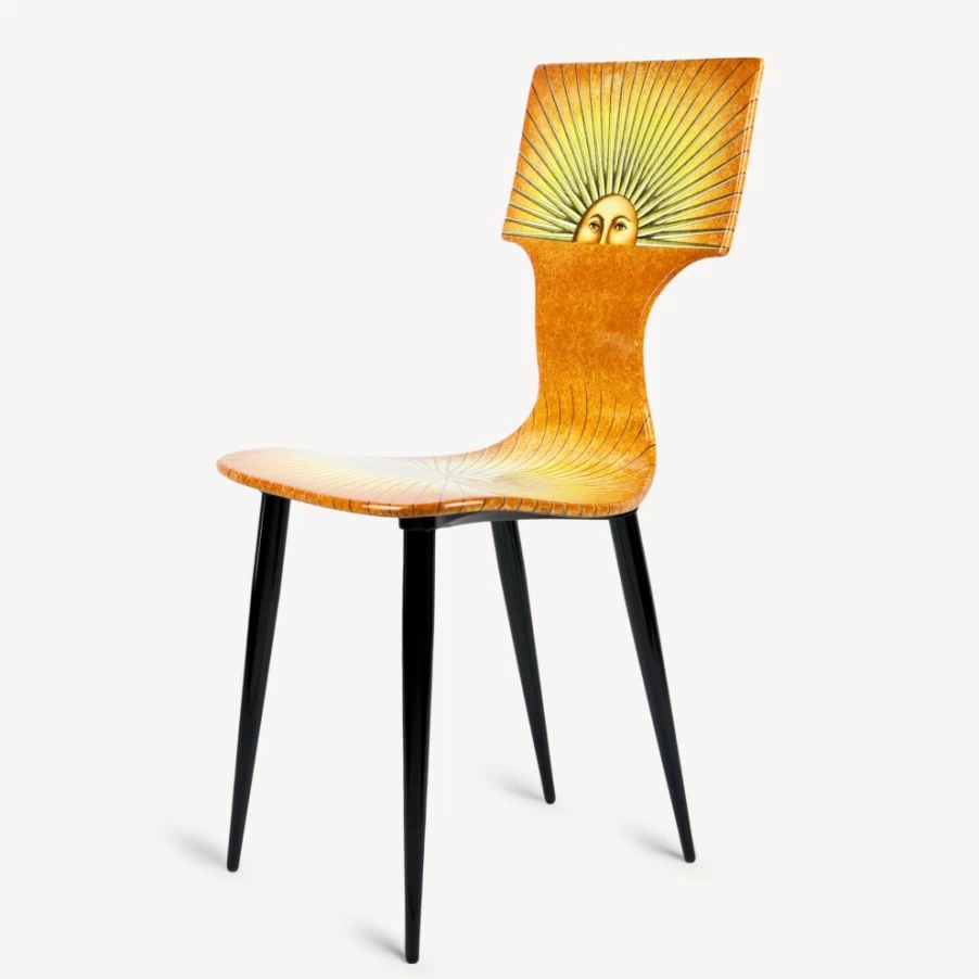 Fornasetti Yellow Orange Black Chair Sole - Stylish Designer Footrest for Modern Interiors
