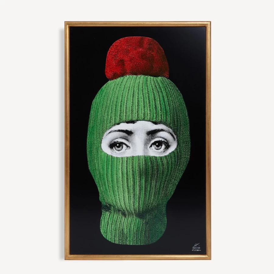 Fornasetti Panel Lux Gstaad Decorative Panel in Green, Red, and Black