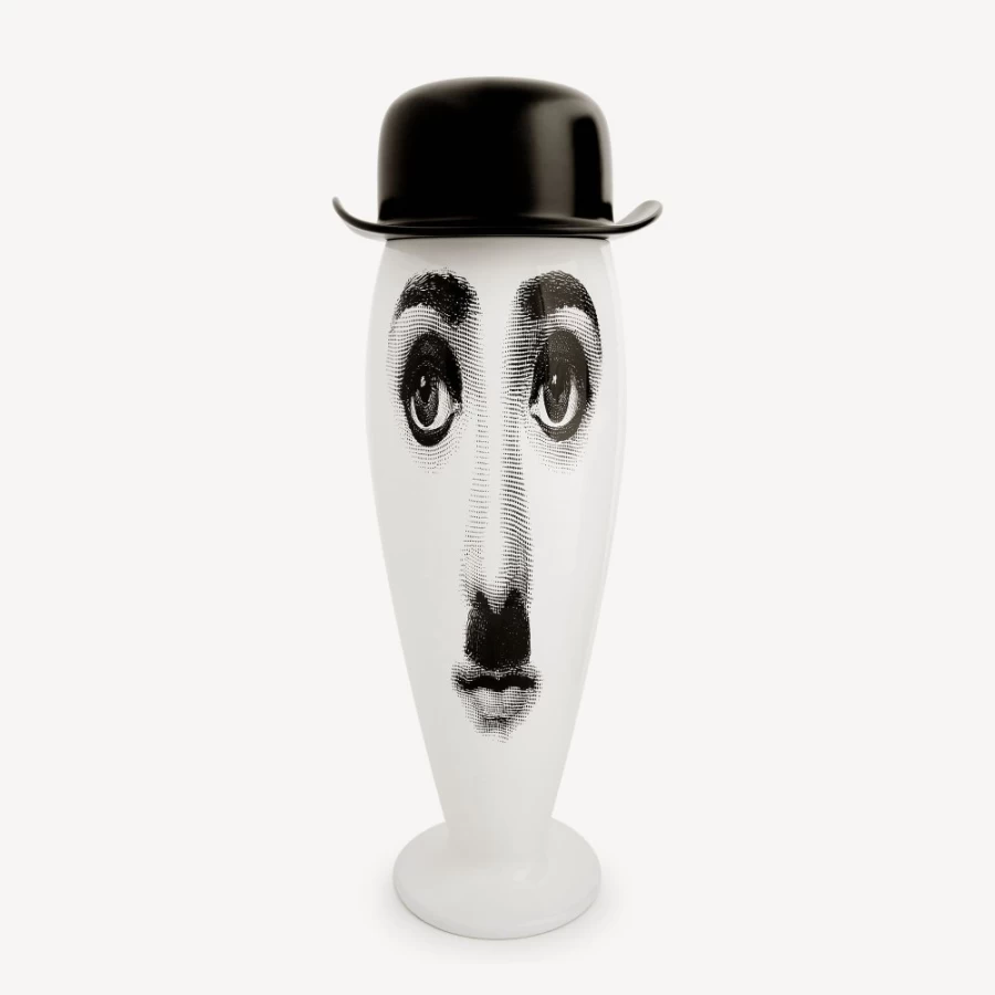 Fornasetti White and Black Smilzo Charlot Vase - Decorative Ceramic Home Decor