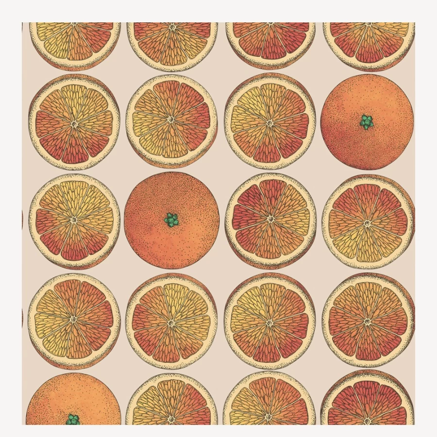Fornasetti Orange and Stone Wallpaper - Premium Designer Wall Covering