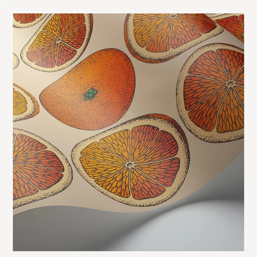 Fornasetti Orange and Stone Wallpaper - Premium Designer Wall Covering