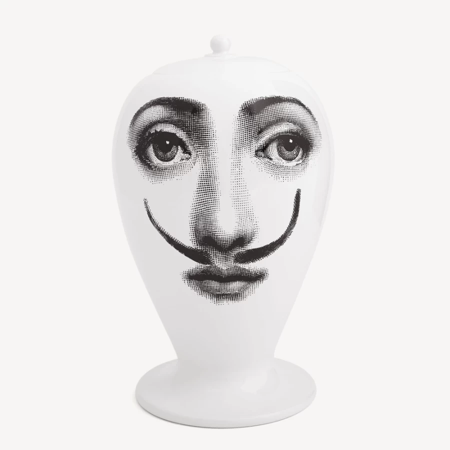Fornasetti White and Black La Femme Aux Moustaches Decorative Vase