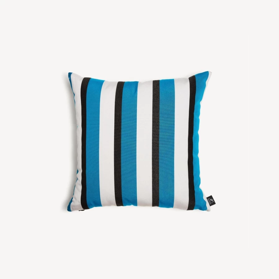 Fornasetti Outdoor Cushion Rigato - Turquoise, White & Black Luxury Garden Pillow
