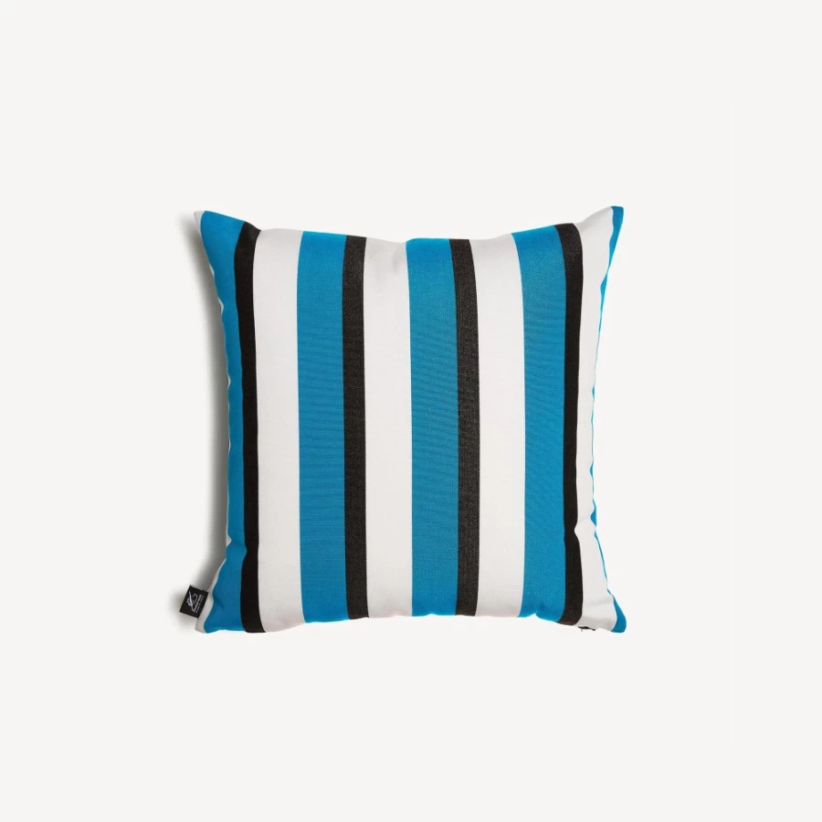 Fornasetti Outdoor Cushion Rigato - Turquoise, White & Black Luxury Garden Pillow