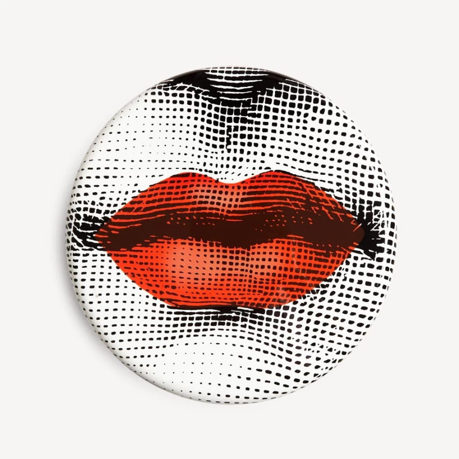 Fornasetti Bocca Stool in White, Black & Red - Designer Bar Stool