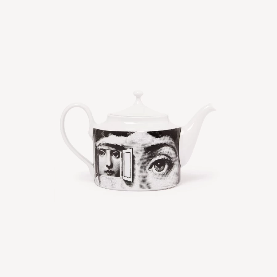 Fornasetti White and Black Teapot Tema E Variazioni - Collectible Designer Teapot