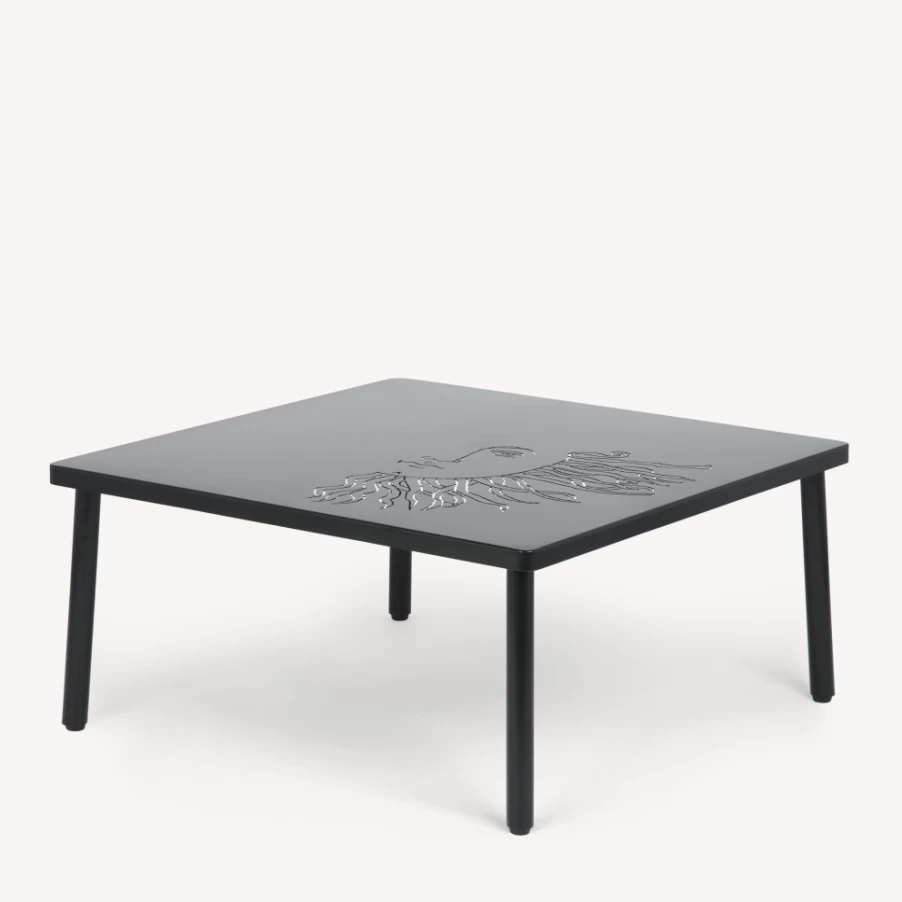 Fornasetti Black Outdoor Solitario Table for Garden and Patio