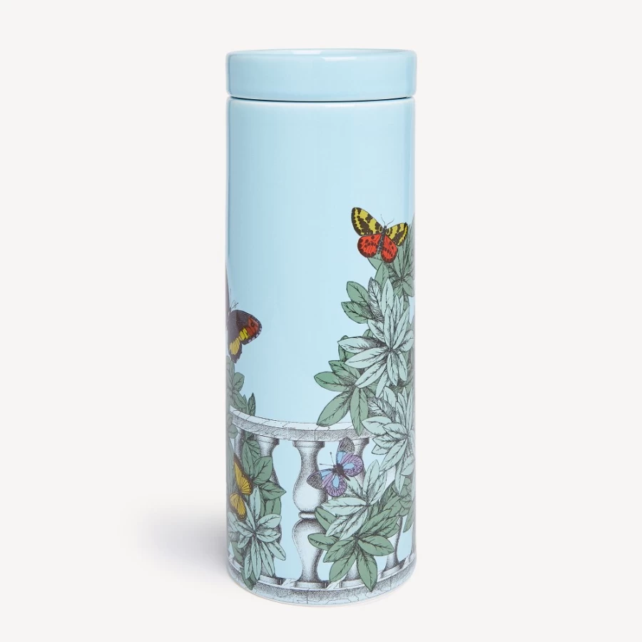 Fornasetti Multicolour Tall Scented Candle - Decor Farfalle & Balaustra - Giardino Segreto Fragrance - Luxury Home Decor