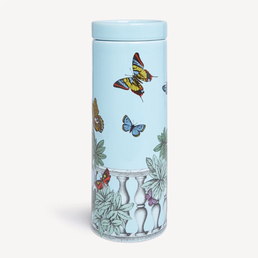 Fornasetti Multicolour Tall Scented Candle - Decor Farfalle & Balaustra - Giardino Segreto Fragrance - Luxury Home Decor