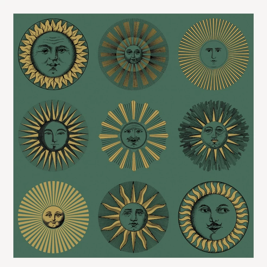 Fornasetti Emerald & Gold Wallpaper Soli - Premium Decorative Wallpaper