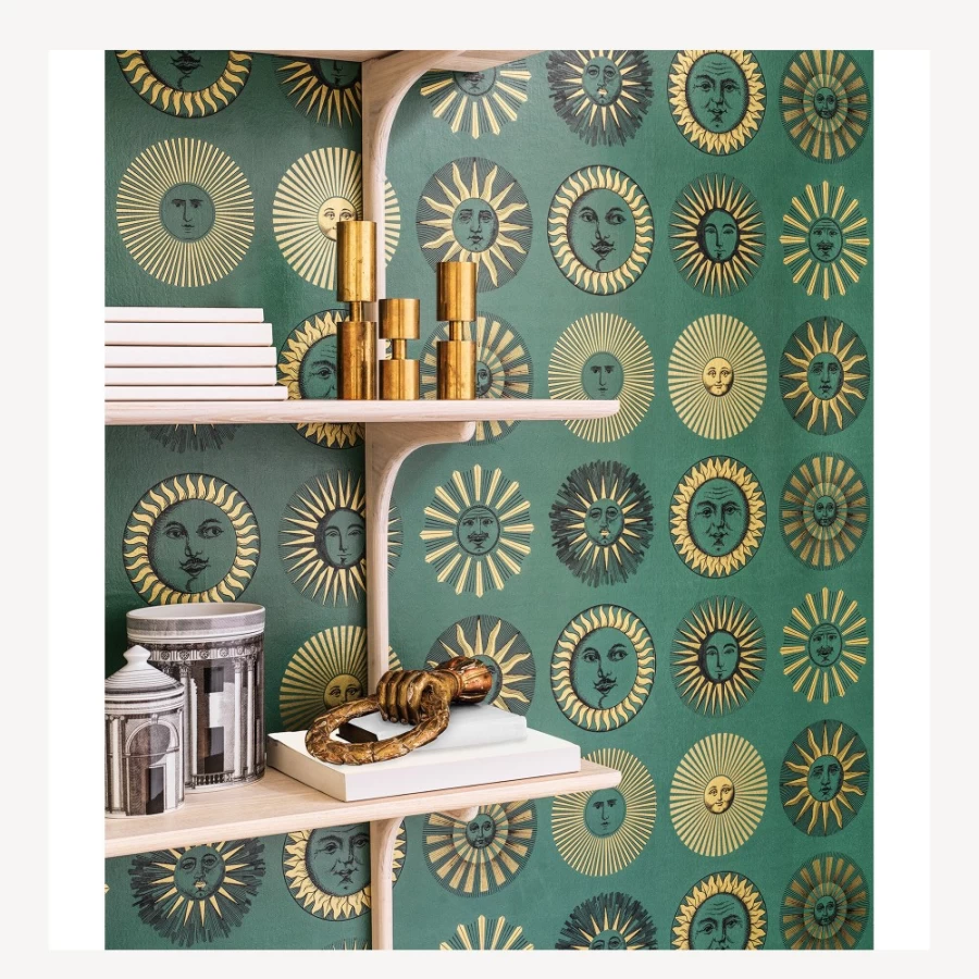 Fornasetti Emerald & Gold Wallpaper Soli - Premium Decorative Wallpaper