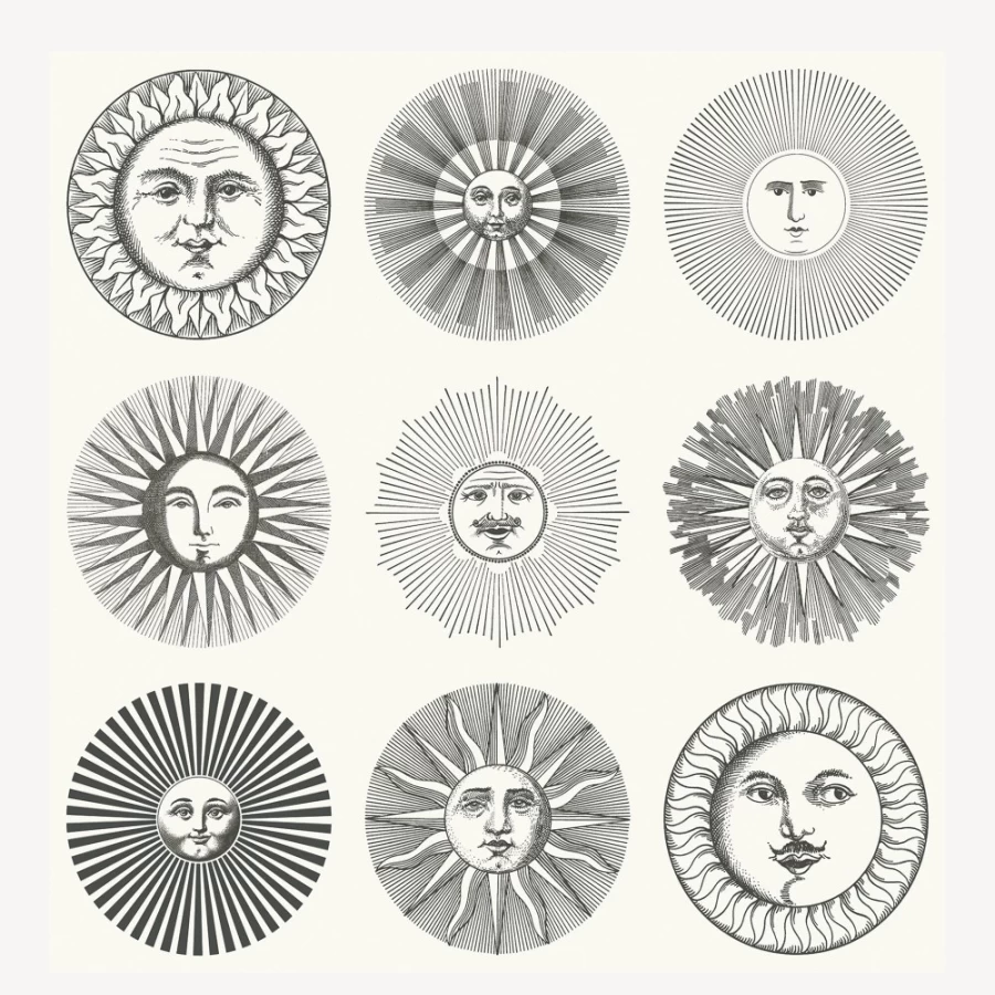 Fornasetti Black & White Soli Pattern Wallpaper
