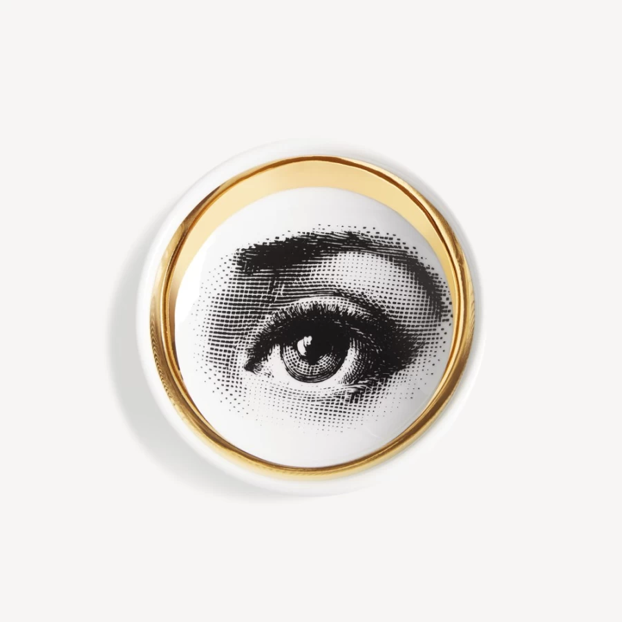 Fornasetti Tema E Variazioni N.35 Ashtray in White, Black & Gold - Collector's Design Piece