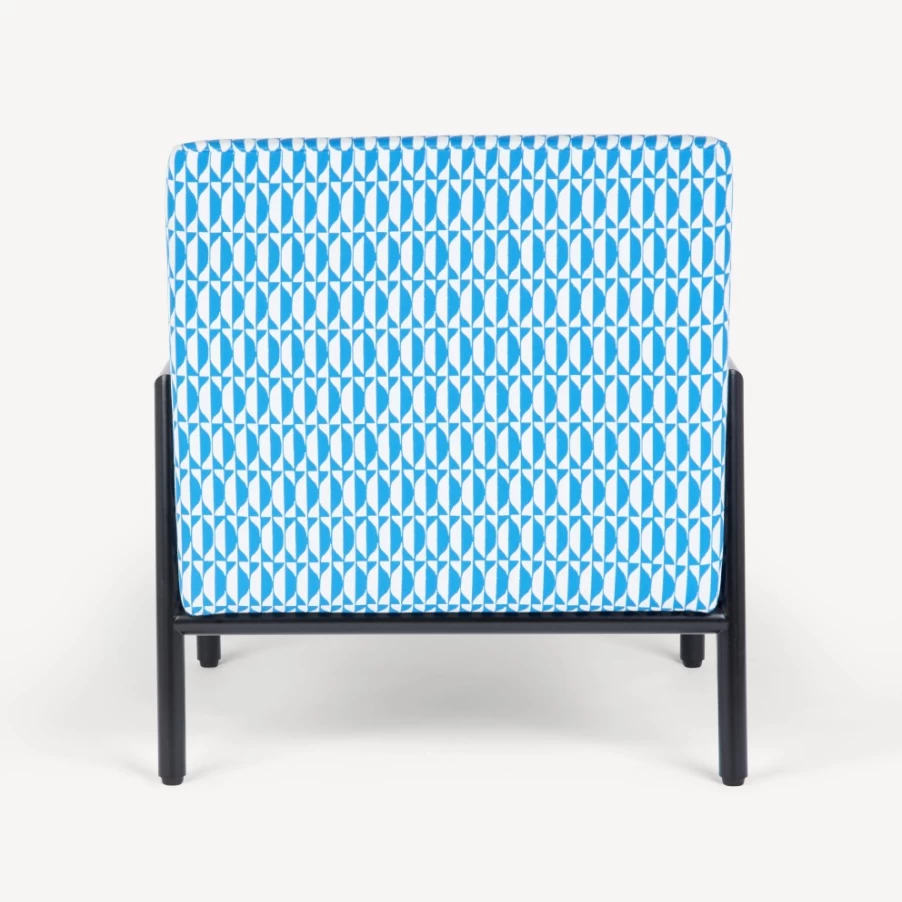 Fornasetti Losanghe Outdoor Armchair in Turquoise, White & Black - Modern Garden Lounge Chair