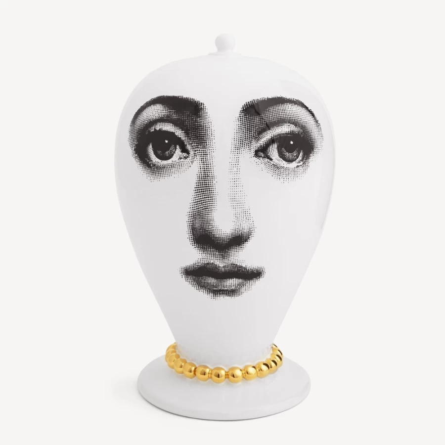 Fornasetti Collana Vase in White, Black & Gold - Decorative Ceramic Home Decor
