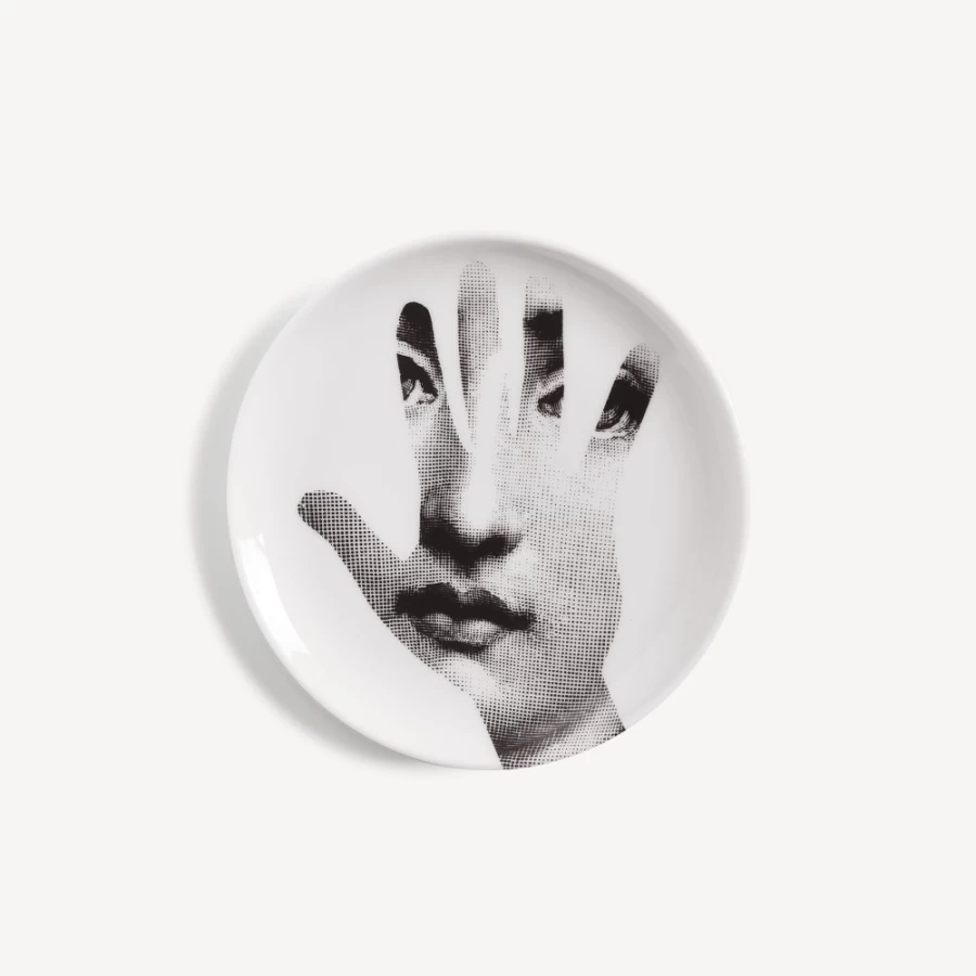 Fornasetti Coaster Tema E Variazioni N.15 - White and Black Ceramic Decorative Tray