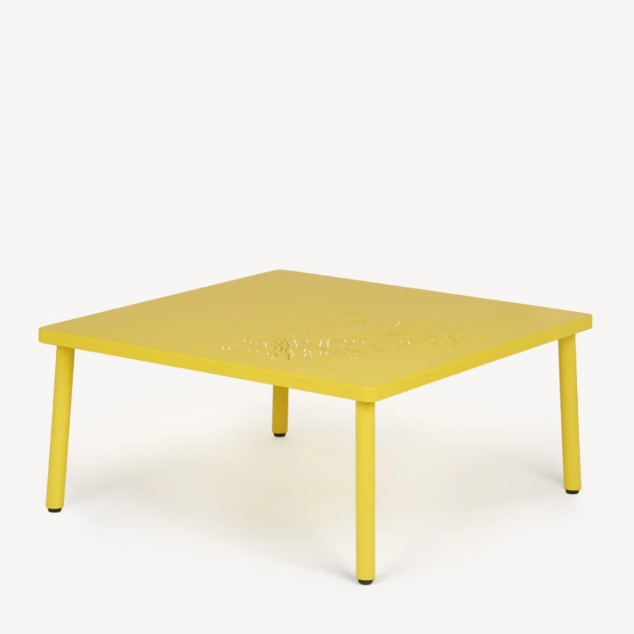 Fornasetti Yellow Outdoor Solitario Table for Garden and Patio Decor