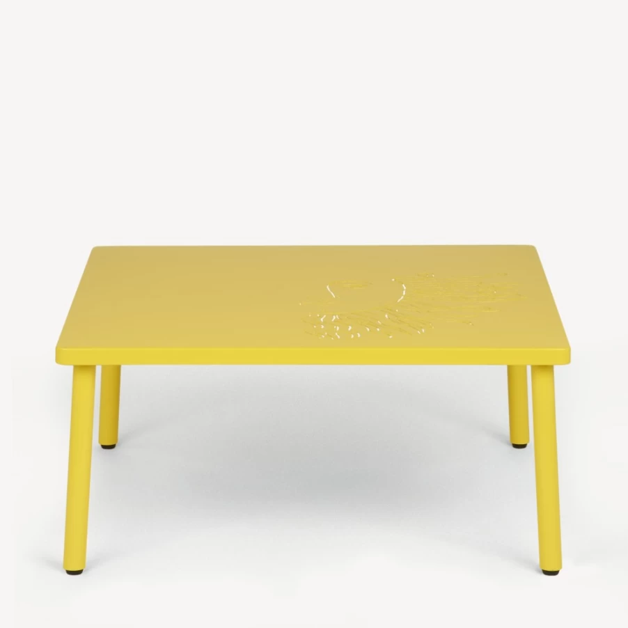 Fornasetti Yellow Outdoor Solitario Table for Garden and Patio Decor
