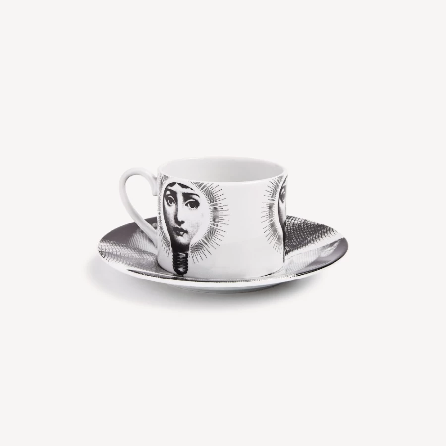 Fornasetti Tea Cup Tema E Variazioni Lampadina Table Lamp - White & Black Ceramic Design