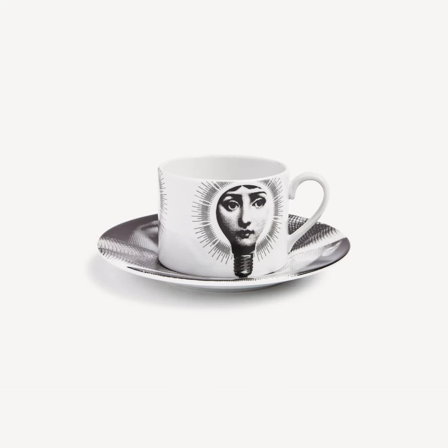 Fornasetti Tea Cup Tema E Variazioni Lampadina Table Lamp - White & Black Ceramic Design
