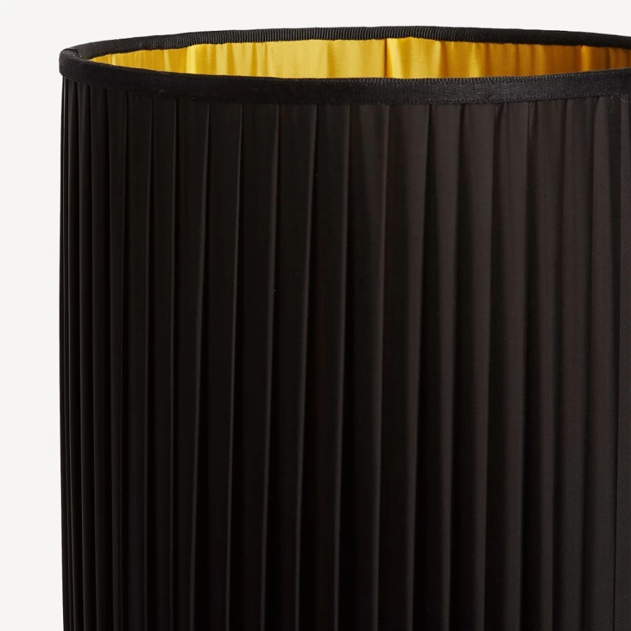 Fornasetti Black and Yellow Cylindrical Pleated Lampshade - Elegant Designer Lighting