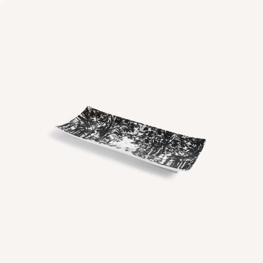 Fornasetti White and Black Rectangular Tray - Giardino Settecentesco Design