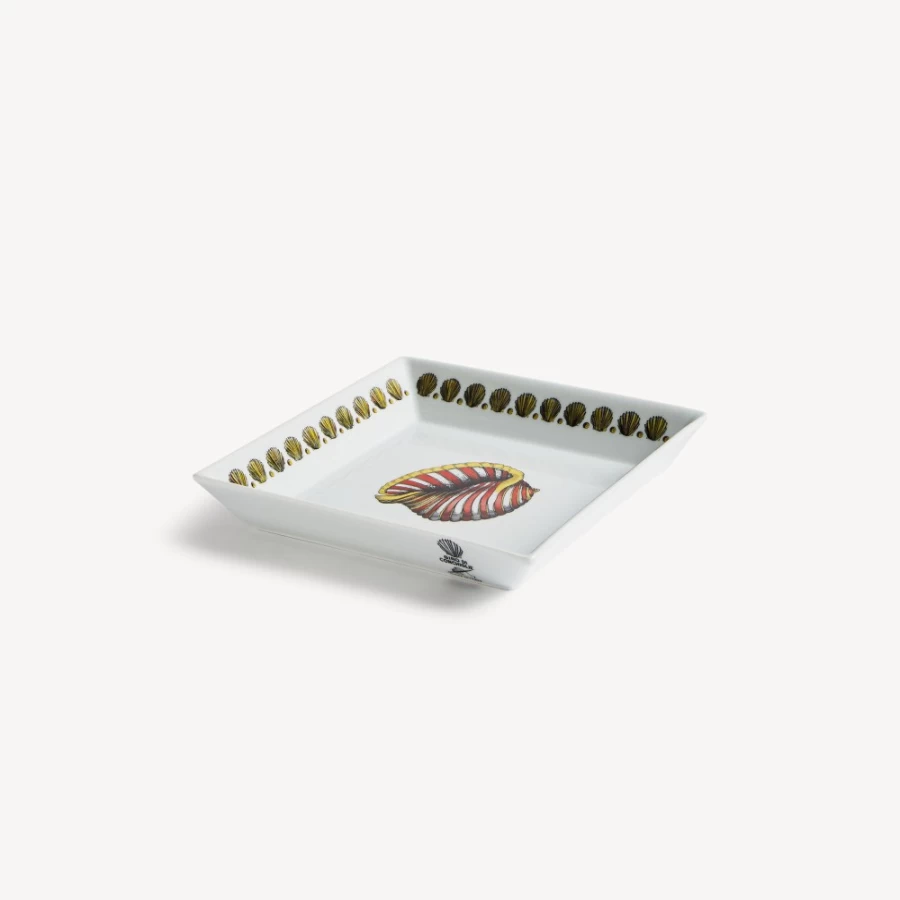 Fornasetti Multicolour Square Plate Giro Di Conchiglie - Decorative Ceramic Collectible