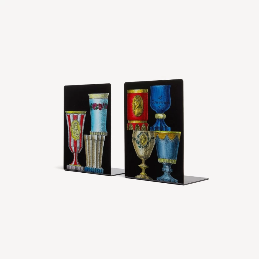 Fornasetti Multicolour Bookends Bicchieri Di Boemia - Decorative Designer Bookends