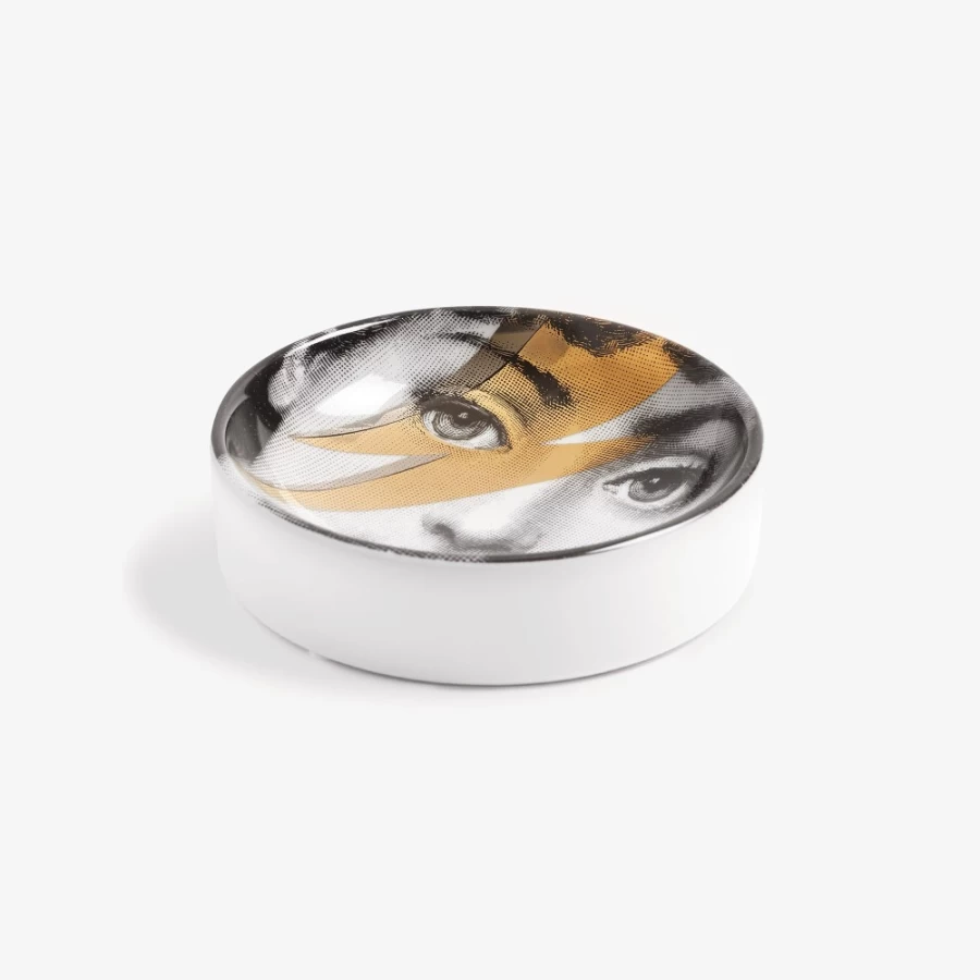 Fornasetti Tema E Variazioni N.375 White Black Gold Ceramic Ashtray