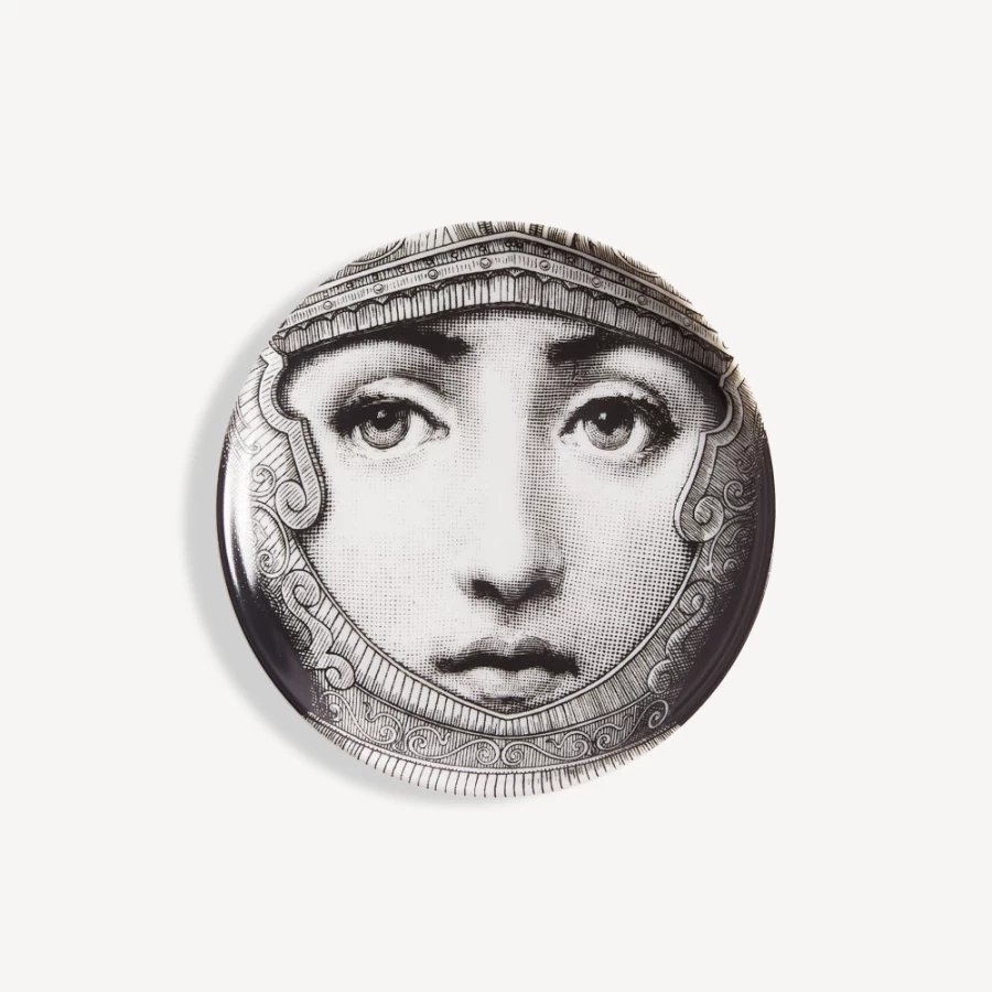 Fornasetti Coaster Tema E Variazioni N.95 - White and Black Ceramic Decorative Tray