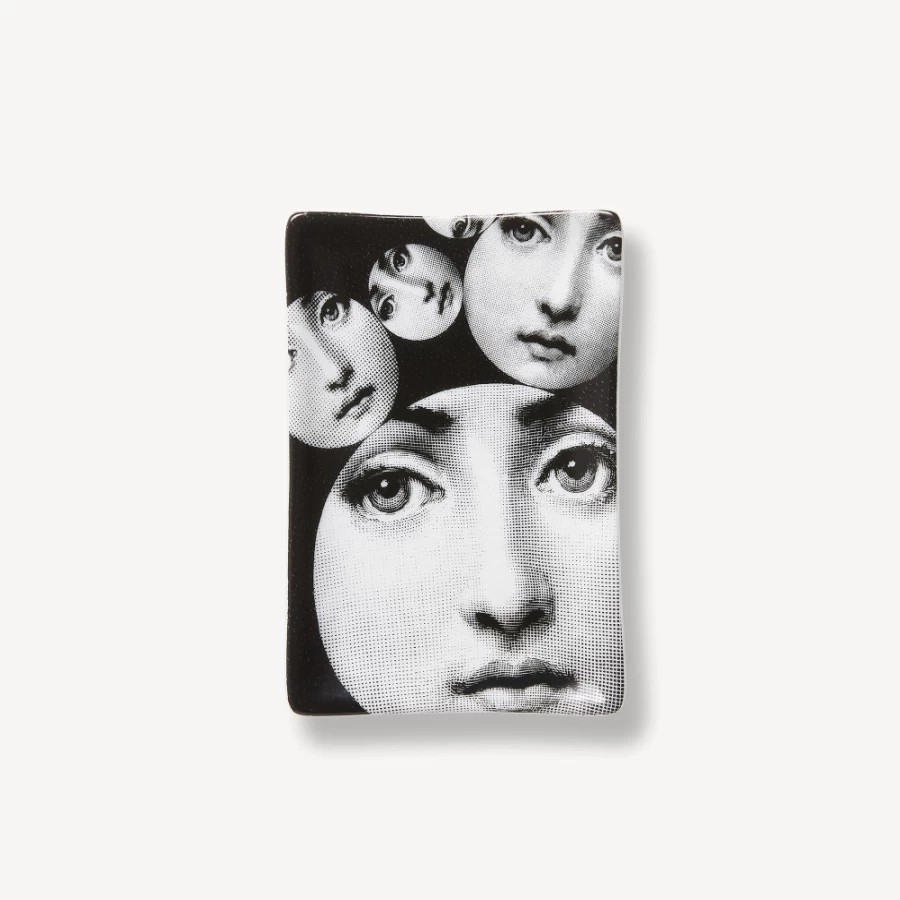 Fornasetti Rectangular Ashtray Tema E Variazioni N.242 in White and Black
