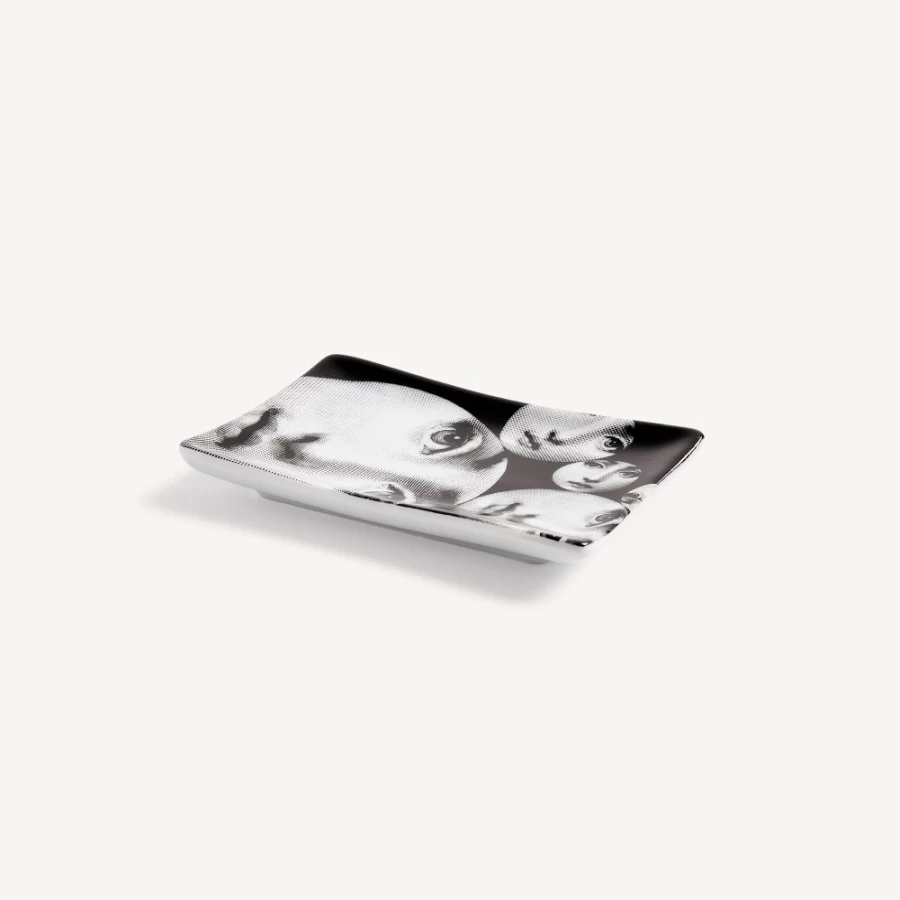 Fornasetti Rectangular Ashtray Tema E Variazioni N.242 in White and Black