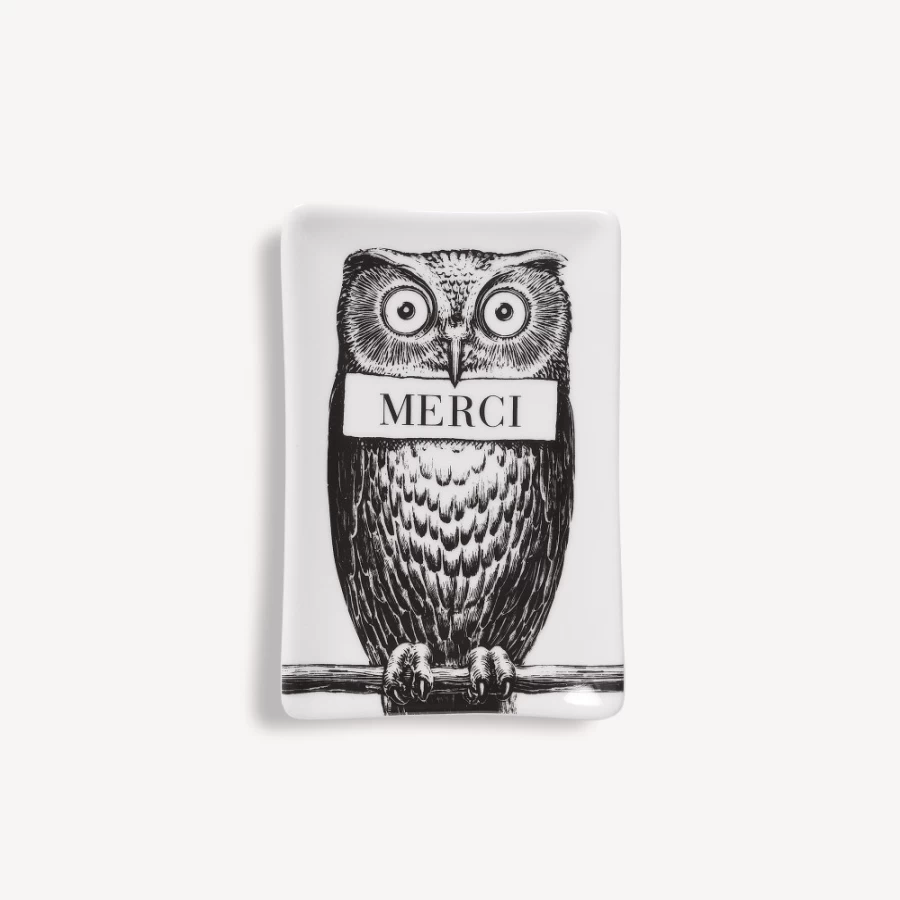 Fornasetti White and Black Civetta Ashtray - Decorative Ceramic Collectible