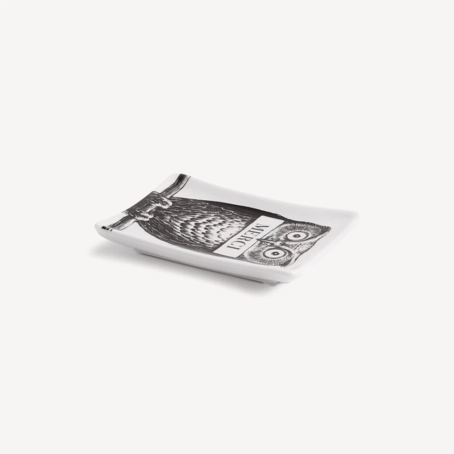 Fornasetti White and Black Civetta Ashtray - Decorative Ceramic Collectible