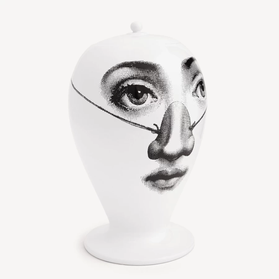Fornasetti White and Black Burlone Vase - Decorative Ceramic Home Decor