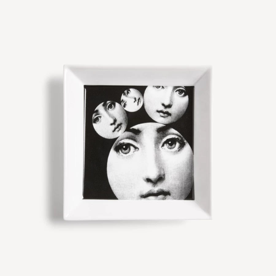 Fornasetti Square Plate Tema E Variazioni N.242 in White and Black - Collectible Designer Tableware