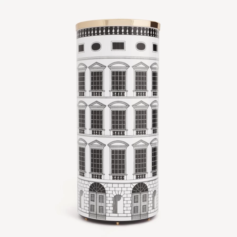 Fornasetti Umbrella Stand Architettura - White & Black Designer Holder for Home Decor