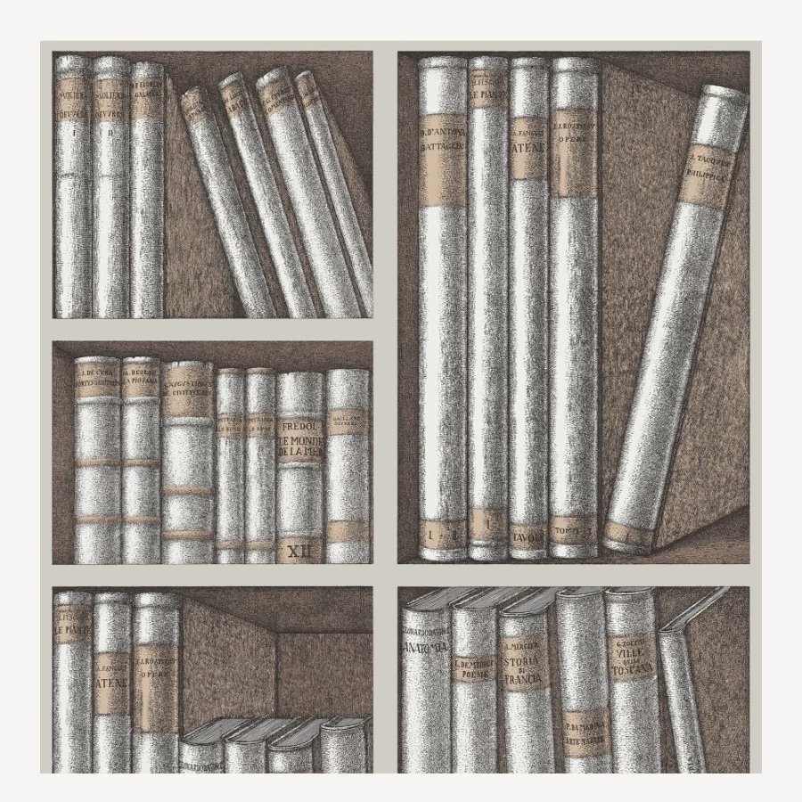 Fornasetti Stone Linen Ex Libris Wallpaper Classic Italian Design