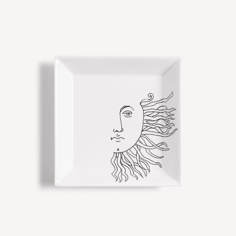 Fornasetti Solitario Plate in White and Black - Decorative Ceramic Collectible
