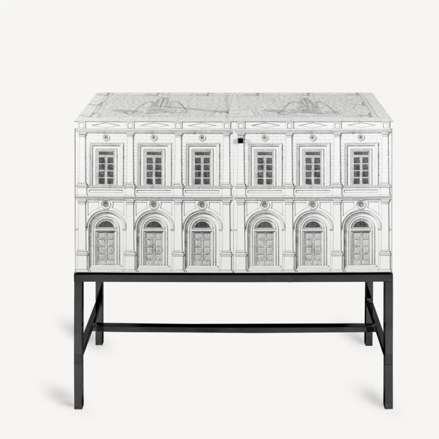 Fornasetti White and Black Raised Cabinet Architettura - Elegant Designer Storage