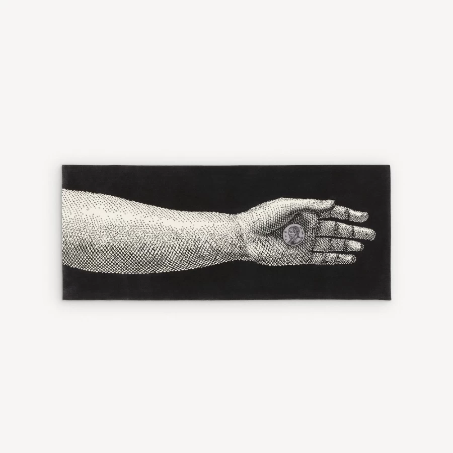 Fornasetti Moneta White and Black Decorative Rug