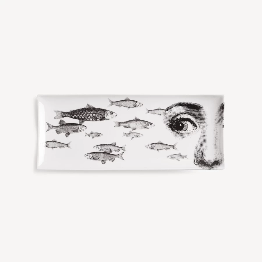 Fornasetti Tema E Variazioni No. 392 Decorative Tray in White and Black