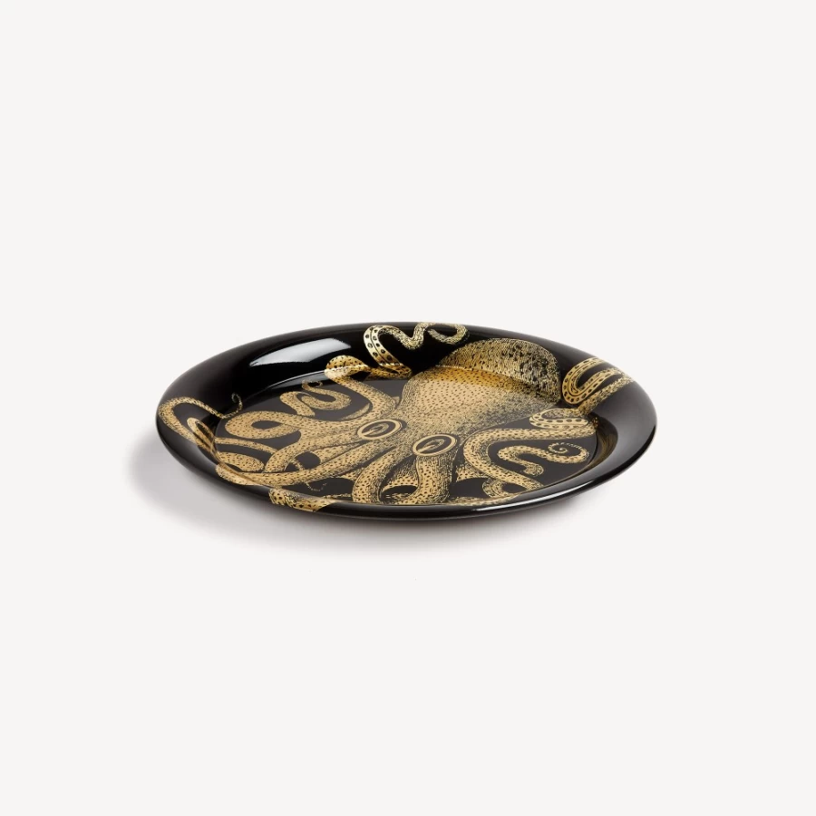 Fornasetti Gold and Black Polipo Tray - Decorative Collectible Tray