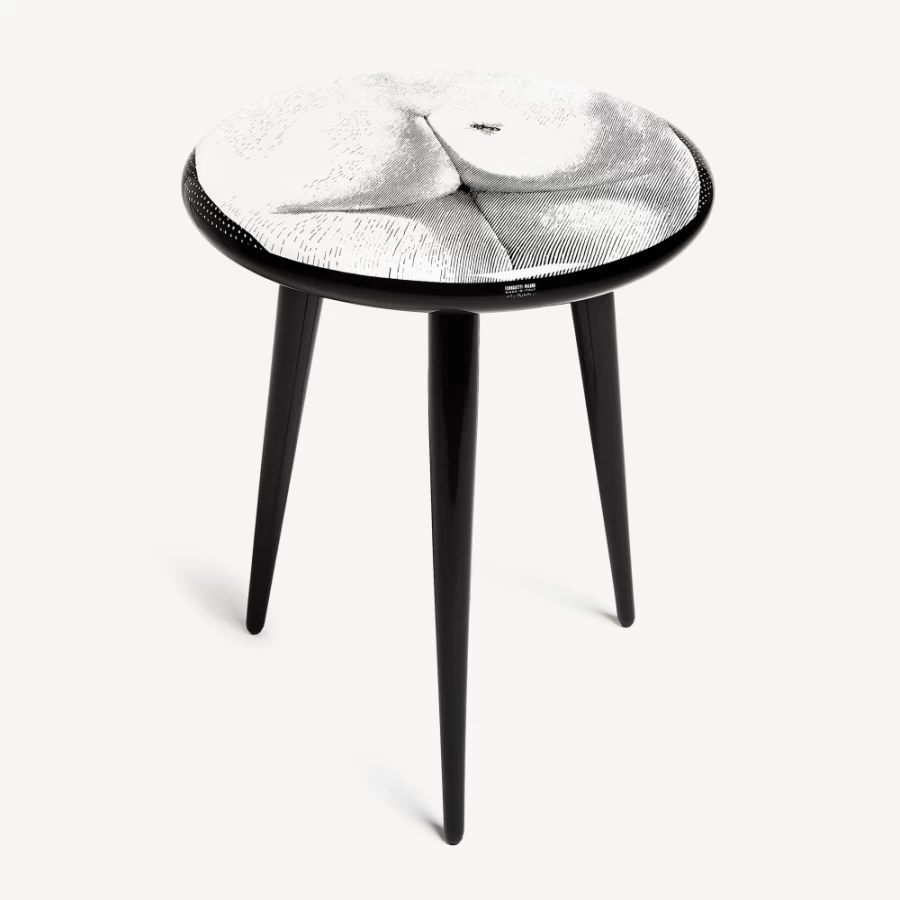 Fornasetti Stool Bee On My Back in White and Black - Decorative Designer Seat